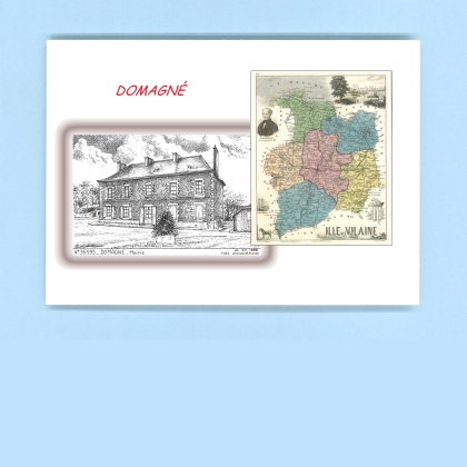 Cartes Postales impression Noir avec dpartement sur la ville de DOMAGNE Titre : mairie