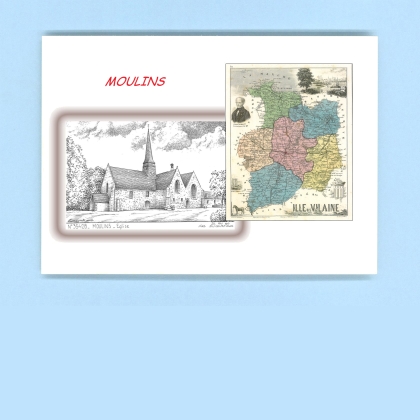 Cartes Postales impression Noir avec dpartement sur la ville de MOULINS Titre : eglise