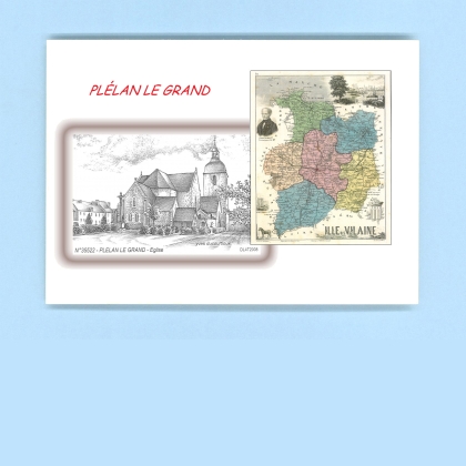 Cartes Postales impression Noir avec dpartement sur la ville de PLELAN LE GRAND Titre : eglise