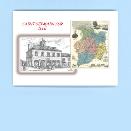 Cartes Postales impression Noir avec dpartement sur la ville de ST GERMAIN SUR ILLE Titre : mairie