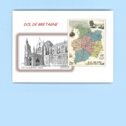 Cartes Postales impression Noir avec dpartement sur la ville de DOL DE BRETAGNE Titre : cathedrale