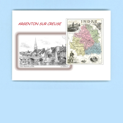 Cartes Postales impression Noir avec dpartement sur la ville de ARGENTON SUR CREUSE Titre : vue