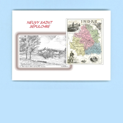 Cartes Postales impression Noir avec dpartement sur la ville de NEUVY ST SEPULCHRE Titre : plan d eau