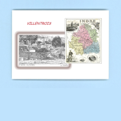Cartes Postales impression Noir avec dpartement sur la ville de VILLENTROIS Titre : vue