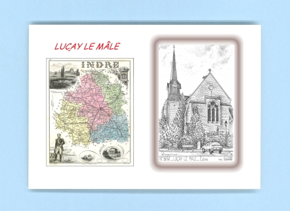 Cartes Postales impression Noir avec dpartement sur la ville de LUCAY LE MALE Titre : eglise