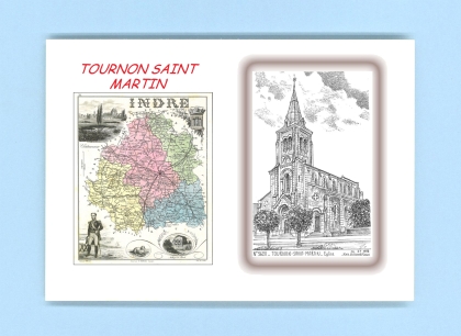 Cartes Postales impression Noir avec dpartement sur la ville de TOURNON ST MARTIN Titre : eglise
