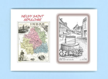 Cartes Postales impression Noir avec dpartement sur la ville de NEUVY ST SEPULCHRE Titre : vue