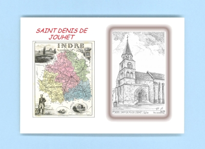 Cartes Postales impression Noir avec dpartement sur la ville de ST DENIS DE JOUHET Titre : eglise