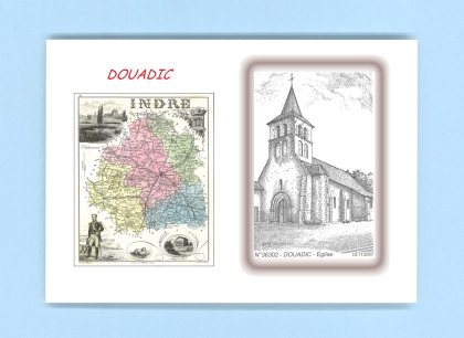 Cartes Postales impression Noir avec dpartement sur la ville de DOUADIC Titre : eglise