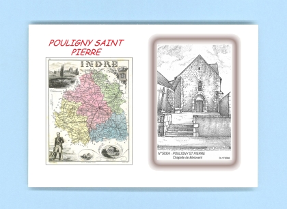 Cartes Postales impression Noir avec dpartement sur la ville de POULIGNY ST PIERRE Titre : chapelle de benavent