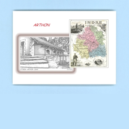 Cartes Postales impression Noir avec dpartement sur la ville de ARTHON Titre : lavoir