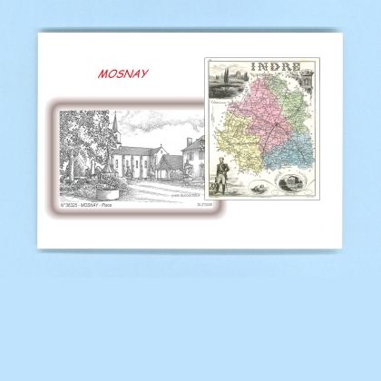 Cartes Postales impression Noir avec dpartement sur la ville de MOSNAY Titre : place