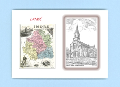 Cartes Postales impression Noir avec dpartement sur la ville de LANGE Titre : eglise d entaigues