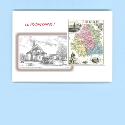 Cartes Postales impression Noir avec dpartement sur la ville de LE POINCONNET Titre : eglise