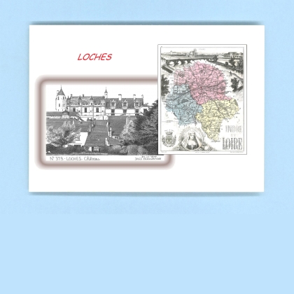 Cartes Postales impression Noir avec dpartement sur la ville de LOCHES Titre : chateau