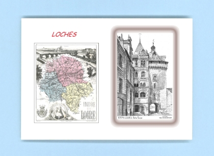 Cartes Postales impression Noir avec dpartement sur la ville de LOCHES Titre : porte picoys
