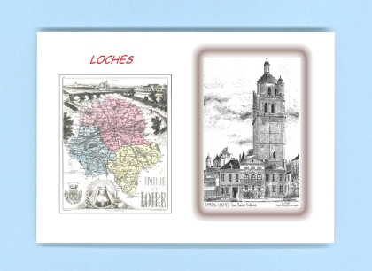 Cartes Postales impression Noir avec dpartement sur la ville de LOCHES Titre : tour st antoine