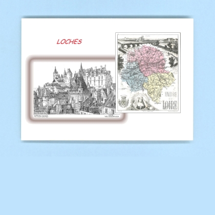 Cartes Postales impression Noir avec dpartement sur la ville de LOCHES Titre : vue