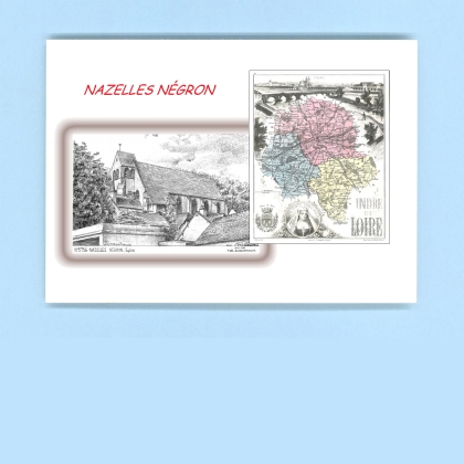 Cartes Postales impression Noir avec dpartement sur la ville de NAZELLES NEGRON Titre : eglise