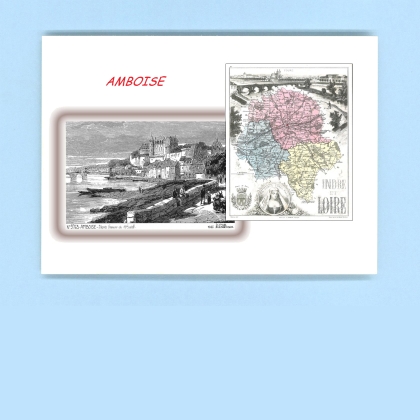 Cartes Postales impression Noir avec dpartement sur la ville de AMBOISE Titre : vue