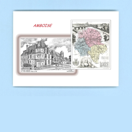 Cartes Postales impression Noir avec dpartement sur la ville de AMBOISE Titre : hotel de ville