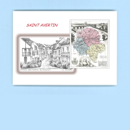 Cartes Postales impression Noir avec dpartement sur la ville de ST AVERTIN Titre : rue rochepinard