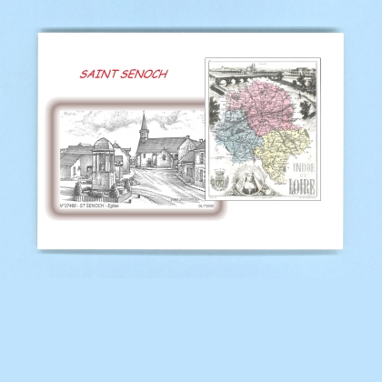 Cartes Postales impression Noir avec dpartement sur la ville de ST SENOCH Titre : eglise