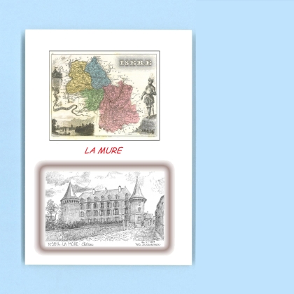 Cartes Postales impression Noir avec dpartement sur la ville de LA MURE Titre : chateau