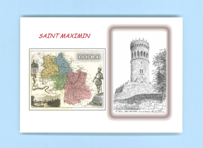 Cartes Postales impression Noir avec dpartement sur la ville de ST MAXIMIN Titre : tour d avallon