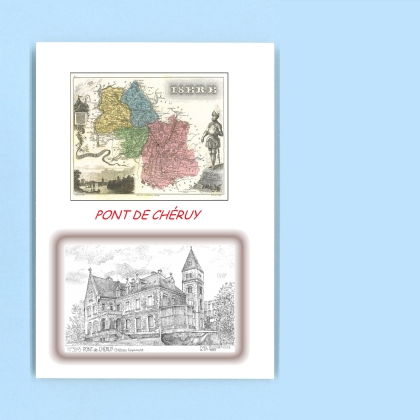 Cartes Postales impression Noir avec dpartement sur la ville de PONT DE CHERUY Titre : chateau grammont
