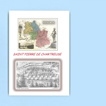 Cartes Postales impression Noir avec dpartement sur la ville de ST PIERRE DE CHARTREUSE Titre : grande chartreuse