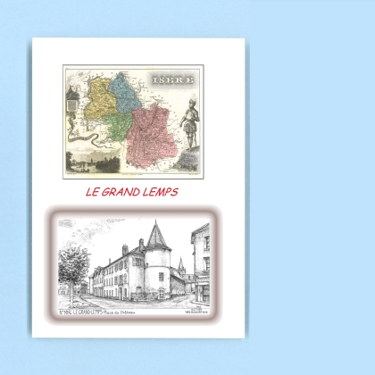 Cartes Postales impression Noir avec dpartement sur la ville de LE GRAND LEMPS Titre : place du chateau