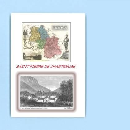 Cartes Postales impression Noir avec dpartement sur la ville de ST PIERRE DE CHARTREUSE Titre : la grande chartreuse