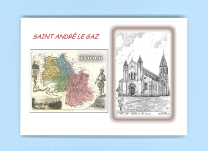 Cartes Postales impression Noir avec dpartement sur la ville de ST ANDRE LE GAZ Titre : eglise