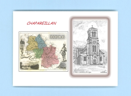 Cartes Postales impression Noir avec dpartement sur la ville de CHAPAREILLAN Titre : eglise