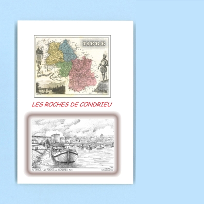 Cartes Postales impression Noir avec dpartement sur la ville de LES ROCHES DE CONDRIEU Titre : port