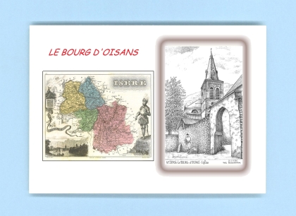 Cartes Postales impression Noir avec dpartement sur la ville de LE BOURG D OISANS Titre : eglise