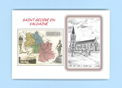 Cartes Postales impression Noir avec dpartement sur la ville de ST GEOIRE EN VALDAINE Titre : eglise
