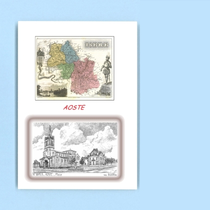 Cartes Postales impression Noir avec dpartement sur la ville de AOSTE Titre : place