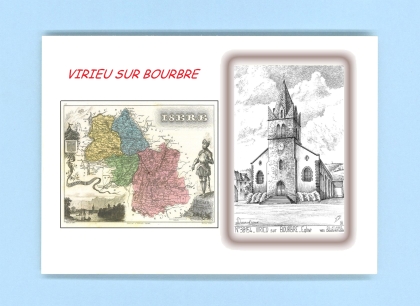 Cartes Postales impression Noir avec dpartement sur la ville de VIRIEU SUR BOURBRE Titre : eglise