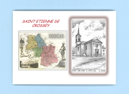 Cartes Postales impression Noir avec dpartement sur la ville de ST ETIENNE DE CROSSEY Titre : eglise