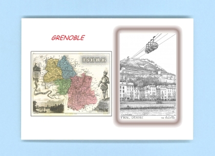 Cartes Postales impression Noir avec dpartement sur la ville de GRENOBLE Titre : vue
