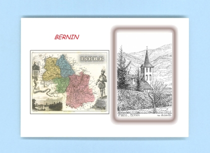 Cartes Postales impression Noir avec dpartement sur la ville de BERNIN Titre : vue