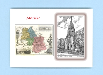 Cartes Postales impression Noir avec dpartement sur la ville de JARCIEU Titre : eglise