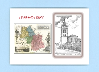 Cartes Postales impression Noir avec dpartement sur la ville de LE GRAND LEMPS Titre : eglise