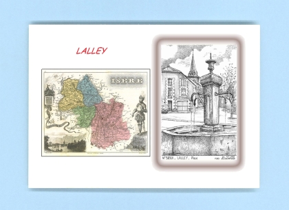 Cartes Postales impression Noir avec dpartement sur la ville de LALLEY Titre : place