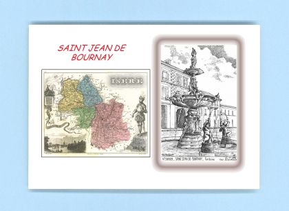 Cartes Postales impression Noir avec dpartement sur la ville de ST JEAN DE BOURNAY Titre : fontaine