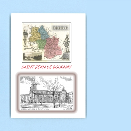 Cartes Postales impression Noir avec dpartement sur la ville de ST JEAN DE BOURNAY Titre : eglise