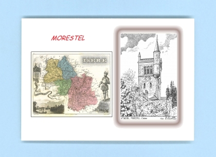 Cartes Postales impression Noir avec dpartement sur la ville de MORESTEL Titre : clocher