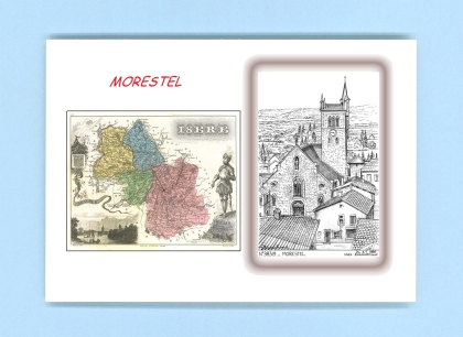 Cartes Postales impression Noir avec dpartement sur la ville de MORESTEL Titre : vue